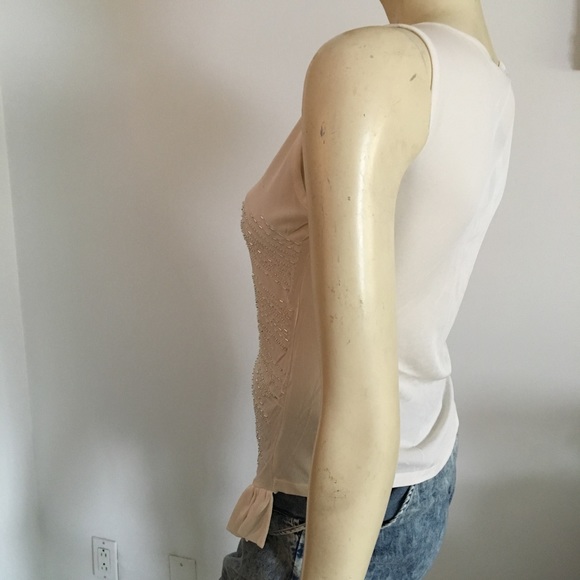 Magaschoni Collection scoop neck beaded asymmetrical tank top - Picture 5 of 8